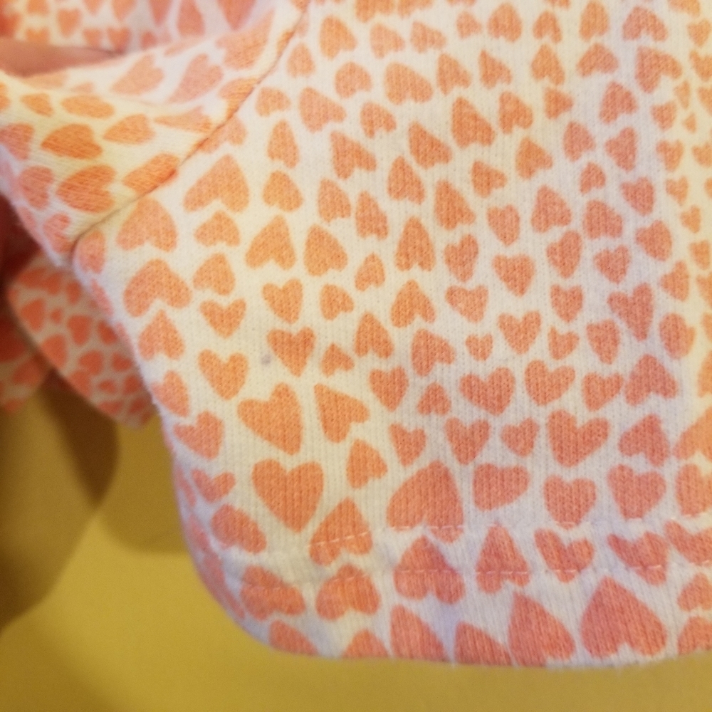 Little Girls Heart Print Shorts Peach & White Sz 4 - Picture 4 of 5
